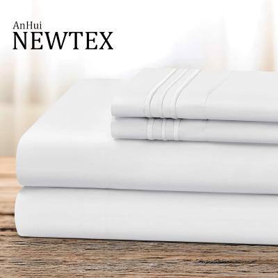 China Anti Lines 100% Dust Mite Wholesale Microfiber Bed Sheet Two Embroidery Manufacturer Sheets 3pcs and 4pcs for sale