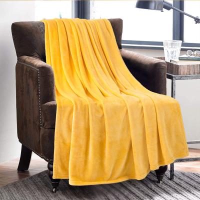 China Anti Dust Mite Super Soft And Warm Lightweight Comfortable Microfiber Plush Flannel Fleece Blanket Solid Throw Blanket For Couch Sofa Chair for sale