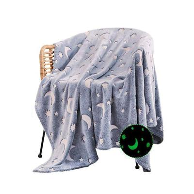 China Portable Anti Dust Mite Starry Night Flannel Bedspread Covers Soft Bright Blankets for sale