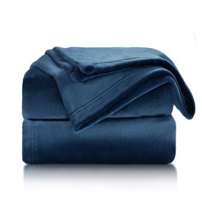 China Anti Dust Mites Solid Color Flannel Fleece Throw Travel Blanket For Couch for sale