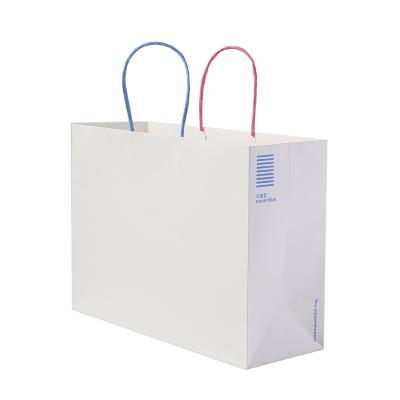 China Brown Recyclable Plain Kraft Cardboard Kraft White Paper Shopping Bag With Handles for sale