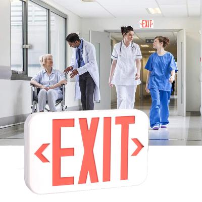 China Emergency Light Exit Hot Sale Led Exit Light With Battery Emergency UL Listed Led Emergency Double Sided Exit Light Red Green Double Sided Sign For Hospital Hotel for sale