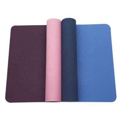 China SANFAN Non-Slip Custom Workout Print High Density 2 Layers Sport Mat Yoga Mat 6mm Non-Slip Anti-Tear Oldorless Exercise Tape Gym Mat for sale