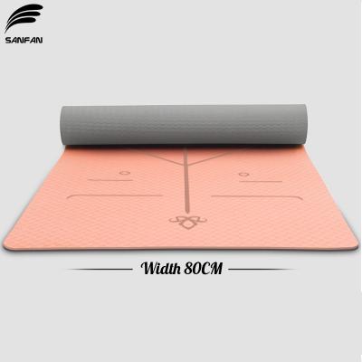 China SANFAN 80cm Non-slip Width Exercise Yoga Mat Luxury 8mm Band Printing Yoga Mat Orange Rolling Yoga Mat With Logo for sale