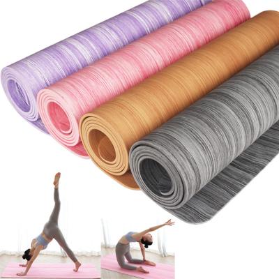 China SANFAN Factory Direct Sales 6mm Yoga Mat POE Yoga Mat New Design Non-slip Wholesale Wooden Fitness Anti-slip Mat for sale