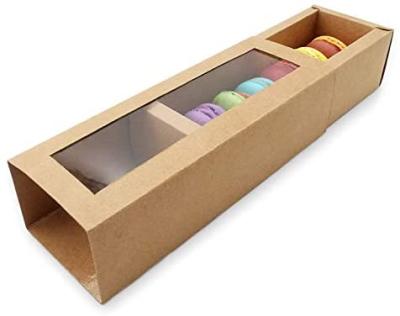 China Simple Folding Macaron Boxes for 6 to 7 Brown Display Macarons Container (Kraft) or Packaging Box Kit Paper Boxes for Chocola for sale