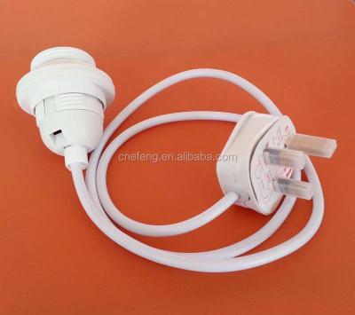 China E27 Home Appliance Lamp Holder With Switch Fabric Cable Cord And UK Plug for sale