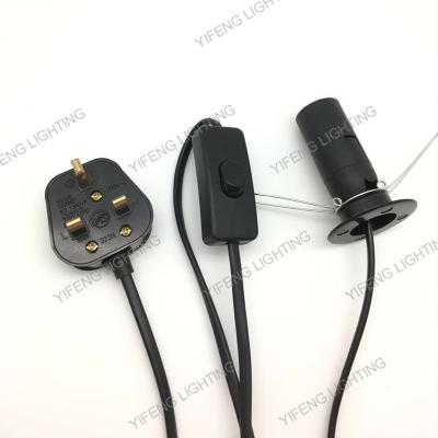 China Home Appliance Cord Salt Lamp UK 3 Pin Salt Lamp Power Cord With Dimmer Switch E14 Lamp Holder for sale