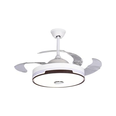 China Modern 42 inch 110v 220v Folding Modern Remote Control Ceiling Fans With Lights Lamp Led Designer Ceiling Light With Hidden Fan for sale