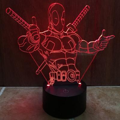 China European Factory Wholesale 3 Deadpool Colorful 3D Lights Gift Light Lamp 112602 Visual Atmosphere for sale