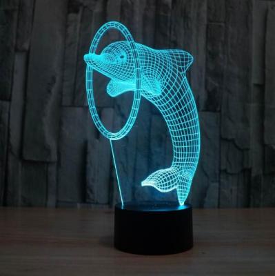 China Cute Holiday Dolphin Art Deco Lamp Amazing Colorful 3D Night Light For Kids Cheap Price Hot Sale for sale