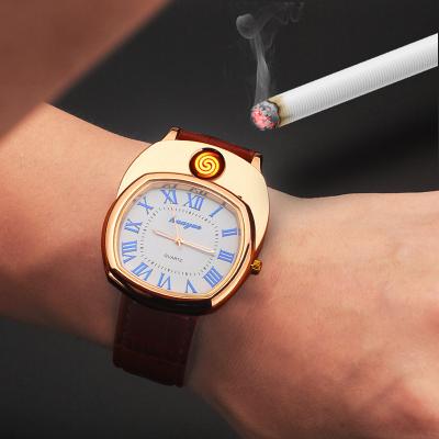 China New USB Electronic Military Lighter Watch Men's Casual Quartz Wristwatches With Windproof Cigarette Cigar Flameless Lighter - P6264 for sale