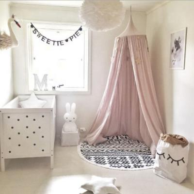 China Other Gray Beige Boys Girls Kids White Princess Canopy Bed Valance Kids Room Decoration Baby Crib Around Mosquito Net Tent Curtains for sale