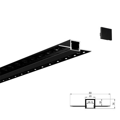 China Hot Sale Decorations Black LED Anodic Oxidation Aluminum Profiles With Two Flanges With PC Cover Diffuser For Drywall for sale