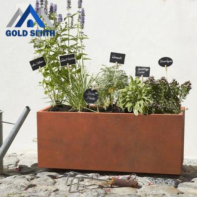 China Customized American Style Outside Backyard Steel Flower Pots Rusty Metal Planter for sale