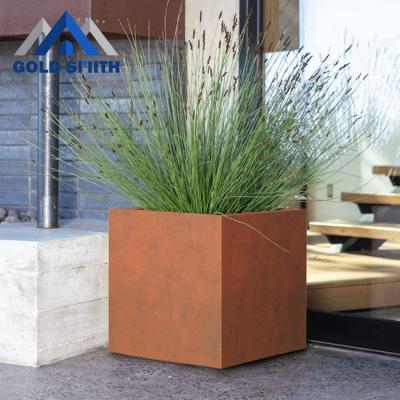 China American Metal Planter Garden Factory Price Style Rectangle Decoration Planter Welding Steel Box for sale