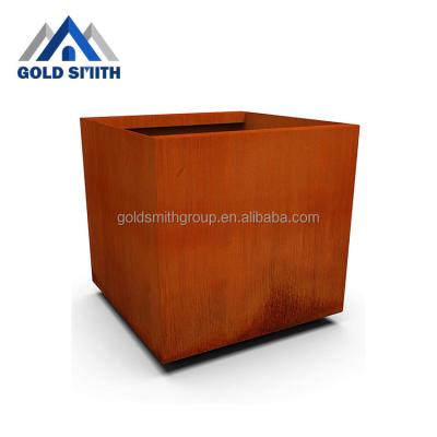 China American high quality rust color modern design style steel planter customized rust steel flower pots for sale