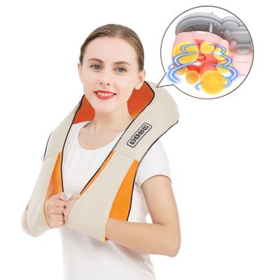 China Lumbar Massage Pillow Factory Price Rechargeable Electric Neck Kneading Home Car Use Cervical Massager Shawls With Heating for sale