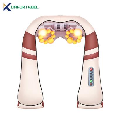 China Komfortabel Digital Rechargeable Neck Shoulder Back Massager With Heat Back Pain Relief Rotating Handle Along Head Massager for sale