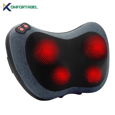 China MP03I 12V 2A Rechargeable Power Adapter Kneading With Lumbar Support Black Cushion Heat Car Neck Massager Hot Pillow For Back Shoulder for sale