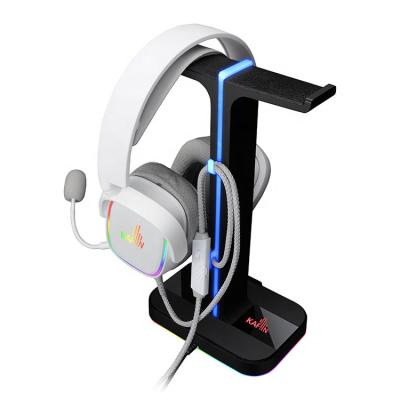 China Designed Cable Hanger On Body Factory Display Headband Gaming Headset Stand Double Earphone Direct Stand Light RGB Stands With 2 USB Charging Port, Cable Hanger for sale