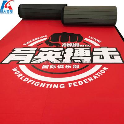 China Vinyl is High Quality Polyethylene Foam Factory Floor Customized Vinyl Tatami Laminated Tocross-Bound Wrestling Martial Arts Roll Mat for sale