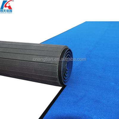 China Vinyl is laminated polyethylene foam tocross-bonded factory rolled up wushu mat bonded foam gym floor mat folding rhythmic gymnastics equipment for sale