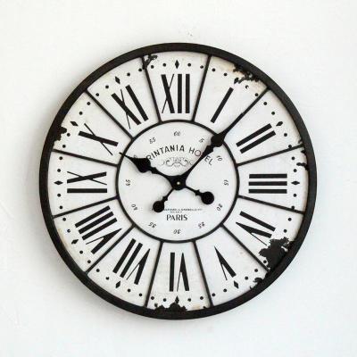 China Wholesale antique cheap price home decoration style design promotion living room printing simple round wall clock for sale