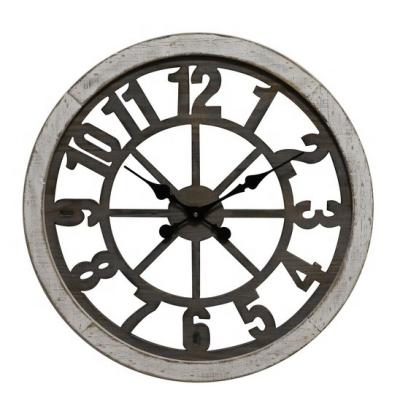 China Gray And White Antique Simple Style 3D Cut Antique Wood Wash FIR Tree Mechanical Wooden Wall Clock for sale