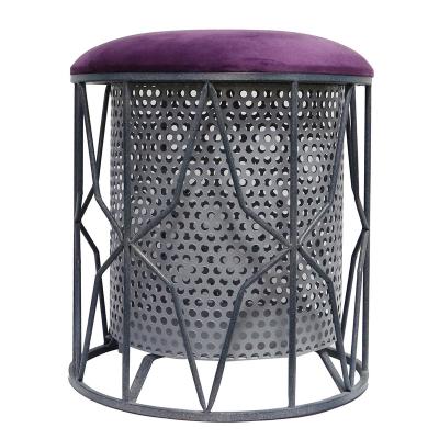 China Storage Stool Velvet Metal Ottoman Small Shabby Chic Rest Upholstered Bar Stool Top Chair for sale