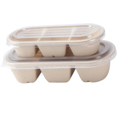 China Traditional Natural Wheat-Straw Pulp 3 Component Cake Box Environmentally Friendly Lunch Box for sale