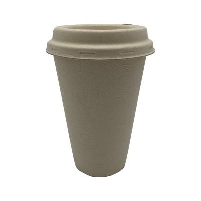 China New Production Eco Friendly Biodegradable Bagasse Disposable Sugar Cane 16oz Beverage To Go Coffee Cup With Lid for sale