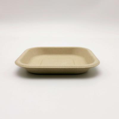 China Biodegradable Food 100% Wood Pulp Fruit And Cake Dish Bamboo Bamboo Terrine for sale