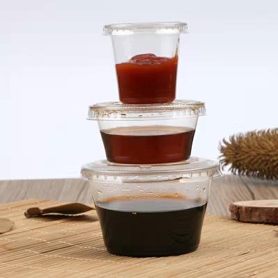 China New Food Grade Biodegradable Transparent PLA Material Disposable Take Out Sauce Cups for sale