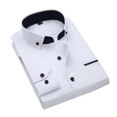 China Anti-pilling 40%cotton white shirts for men button up long sleeve shirt dress shirt OEM service for sale