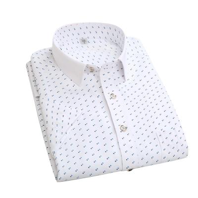 China 100% Canvas Anti-Pilling Men's Short Sleeve Dot Collar Cuffed Solid Canvas Shirt for sale