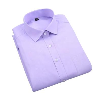 China 2021 Anti-pilling Business Shirt Box Light Purple Custom Popular Men's Shirt Cut Out for sale