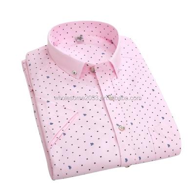 China Anti-pilling Mens 100%bamboo Designer Casual Short Dress Clothes Pink Sleeve Shirt For Man for sale