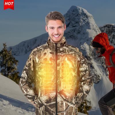 China 2021 7.4V Winter Camouflage Waterproof Hot Selling Outdoor Waterproof Breathable Hunting Enthusiast Jacket For Men With Battery for sale