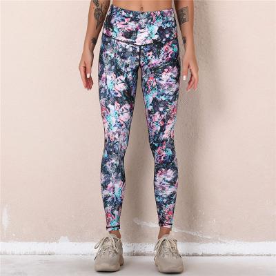 China Breathable Warm Light Pink Yoga Pants Custom Printed Flower Print Girls Running Sports Jogging Leggings for sale