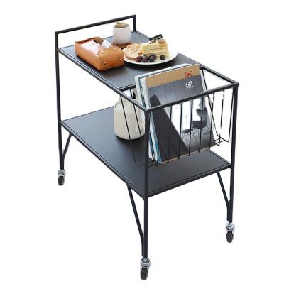 China New Design 2021 Sustainable Kitchen Bathroom Flodable Storage Rack With Handcart for sale