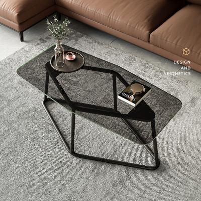 China Modern factory direct sale living room wrought iron hot nordic glass coffee tables for sale