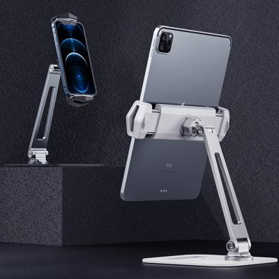 China Boneruy Adjustable Thickened Base Long Foldable Stand Arm Metal Cell Phone Stand Metal Mobile Phone Holder for Tablet for sale