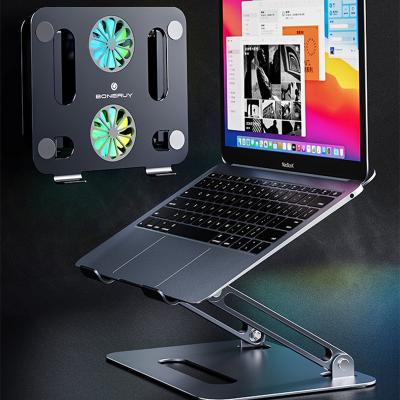 China Boneruy Ergonomic Collapsible Laptop Stand Folding Aluminum Stand with Silent Fan for sale