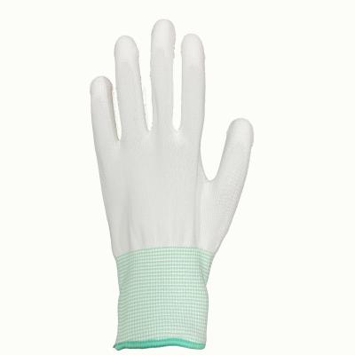 China White CE Anti-Slip PU Coated Polyester PU Safety Gardening Working Gloves for sale