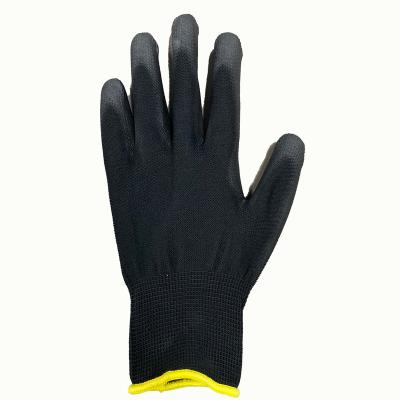 China Industry Factory Direct Selling Black PU Coated Garden Polyester PU Safety Working Gloves for sale