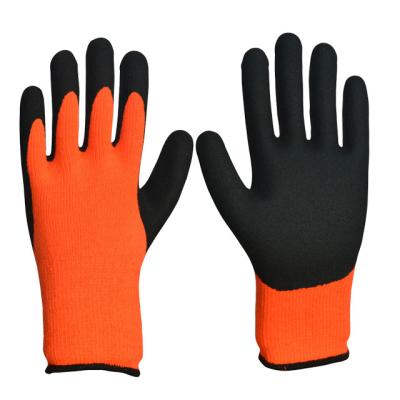 China Winter Style 10 Needle Protector Nello Brushed Thumb Full Black Latex Frosted Gloves for sale