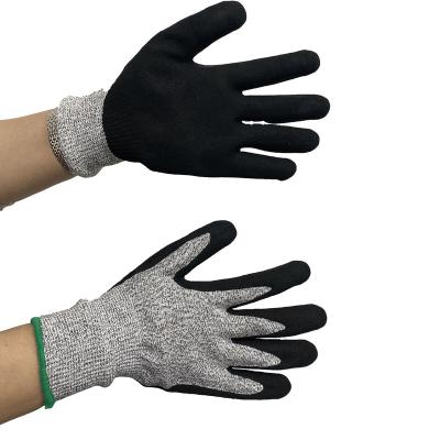 China Gray Level 5 Anti-Slip Cut Factory Direct Selling Nitrile Heavy Duty Working Safety Gloves for sale