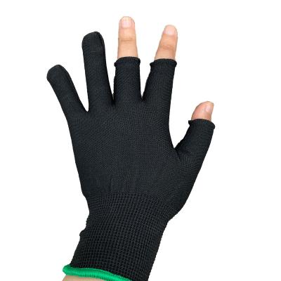 China Safety Work Factory Direct Sale 13 Gauge Open Finger Polyester Gloves for sale