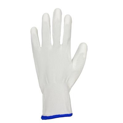 China Industry Cheap Price White PU Coated Garden Polyester PU Work Safety Gloves for sale